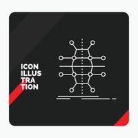 Red and Black Creative presentation Background for Distribution. grid. infrastructure. network. smart Line Icon vector