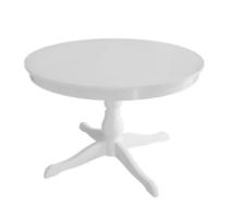 White antique wood round table isolated on white background photo