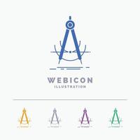 Precision. accure. geometry. compass. measurement 5 Color Glyph Web Icon Template isolated on white. Vector illustration