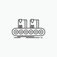 Belt. box. conveyor. factory. line Line Icon. Vector isolated illustration