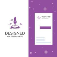 Business Logo for launch. Publish. App. shuttle. space. Vertical Purple Business .Visiting Card template. Creative background vector illustration