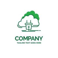 Cloud. connection. energy. network. power Flat Business Logo template. Creative Green Brand Name Design. vector