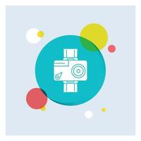 camera. action. digital. video. photo White Glyph Icon colorful Circle Background vector