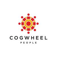 Cogwheel people logo design vector icon template