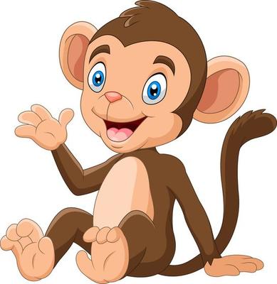 Cartoon funny monkey sitting with smile