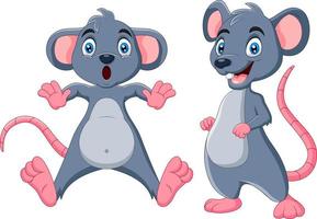 Collection Cartoon funny mouse standing vector