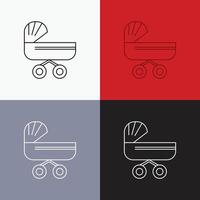 trolly. baby. kids. push. stroller Icon Over Various Background. Line style design. designed for web and app. Eps 10 vector illustration