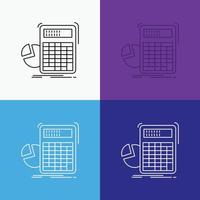 calculator. calculation. math. progress. graph Icon Over Various Background. Line style design. designed for web and app. Eps 10 vector illustration