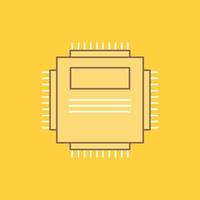 Processor. Hardware. Computer. PC. Technology Flat Line Filled Icon. Beautiful Logo button over yellow background for UI and UX. website or mobile application vector
