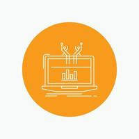Analysis. analytical. management. online. platform White Line Icon in Circle background. vector icon illustration