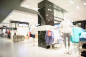 Abstract blur clothing boutique display interior of shopping mall background photo