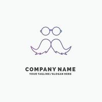 moustache. Hipster. movember. male. men Purple Business Logo Template. Place for Tagline vector