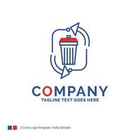 Company Name Logo Design For waste. disposal. garbage. management. recycle. Blue and red Brand Name Design with place for Tagline. Abstract Creative Logo template for Small and Large Business. vector