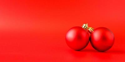 Christmas bauble on red background new year  holiday celebration concept photo