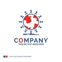 Company Name Logo Design For global. student. network. globe. kids. Blue and red Brand Name Design with place for Tagline. Abstract Creative Logo template for Small and Large Business. vector