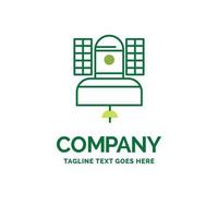 Satellite. broadcast. broadcasting. communication. telecommunication Flat Business Logo template. Creative Green Brand Name Design. vector