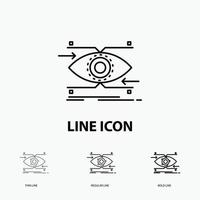 attention. eye. focus. looking. vision Icon in Thin. Regular and Bold Line Style. Vector illustration