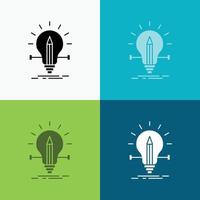 bulb. creative. solution. light. pencil Icon Over Various Background. glyph style design. designed for web and app. Eps 10 vector illustration