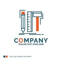 Design. designer. digital. tools. pencil Logo Design. Blue and Orange Brand Name Design. Place for Tagline. Business Logo template. vector