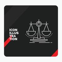 Red and Black Creative presentation Background for Balance. decision. justice. law. scale Line Icon vector