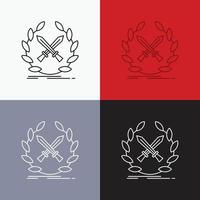 battle, emblem, game, label, swords Icon Over Various Background. Line style design, designed for web and app. Eps 10 vector illustration