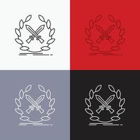 battle, emblem, game, label, swords Icon Over Various Background. Line style design, designed for web and app. Eps 10 vector illustration