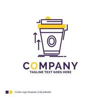 Company Name Logo Design For product. promo. coffee. cup. brand marketing. Purple and yellow Brand Name Design with place for Tagline. Creative Logo template for Small and Large Business. vector