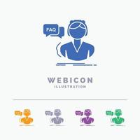 FAQ. Assistance. call. consultation. help 5 Color Glyph Web Icon Template isolated on white. Vector illustration