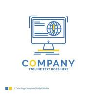 information. content. development. website. web Blue Yellow Business Logo template. Creative Design Template Place for Tagline. vector