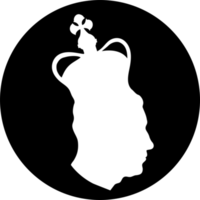 Simple portrait Silhouette of King Charles III British monarch in Crown png