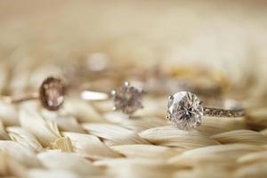 Jewelry diamond wedding rings close up photo