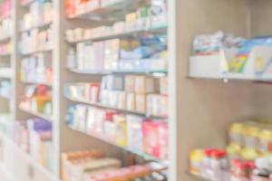pharmacy drugstore shelves interior blurred abstract background photo