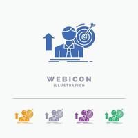 success. user. target. achieve. Growth 5 Color Glyph Web Icon Template isolated on white. Vector illustration