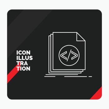 Red and Black Creative presentation Background for Code. coding. file. programming. script Line Icon vector