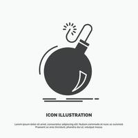 Bomb. boom. danger. ddos. explosion Icon. glyph vector gray symbol for UI and UX. website or mobile application