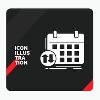 fondo de presentación creativa rojo y negro para el horario. clases calendario. cita. icono de glifo de evento vector