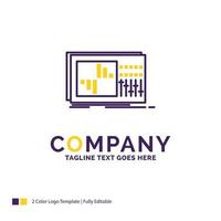 Company Name Logo Design For control. equalizer. equalization. sound. studio. Purple and yellow Brand Name Design with place for Tagline. Creative Logo template for Small and Large Business. vector