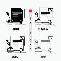 contract. paper. document. agreement. award Icon in Thin. Regular. Bold Line and Glyph Style. Vector illustration