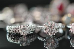 Beautiful diamond rings jewelry background photo