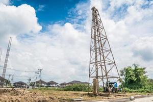 pile driver at construction site photo