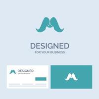 bigote. inconformista. movimiento masculino. símbolo de icono de glifo de logotipo de empresa de hombres para su negocio. tarjetas de visita turquesas con plantilla de logotipo de marca. vector