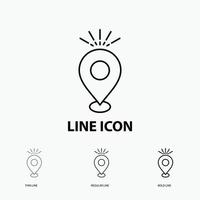 Location. Pin. Camping. holiday. map Icon in Thin. Regular and Bold Line Style. Vector illustration