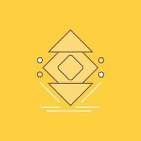Computing. data. infrastructure. science. structure Flat Line Filled Icon. Beautiful Logo button over yellow background for UI and UX. website or mobile application vector