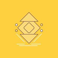 Computing. data. infrastructure. science. structure Flat Line Filled Icon. Beautiful Logo button over yellow background for UI and UX. website or mobile application vector