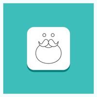Round Button for moustache. Hipster. movember. santa. Beared Line icon Turquoise Background vector