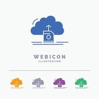 cloud. upload. save. data. computing 5 Color Glyph Web Icon Template isolated on white. Vector illustration