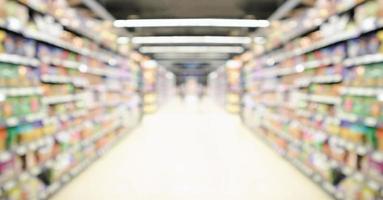 supermarket store aisle interior abstract blurred background photo