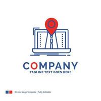 Company Name Logo Design For Navigation. Map. System. GPS. Route. Blue and red Brand Name Design with place for Tagline. Abstract Creative Logo template for Small and Large Business. vector