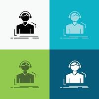 Engineer. headphones. listen. meloman. music Icon Over Various Background. glyph style design. designed for web and app. Eps 10 vector illustration