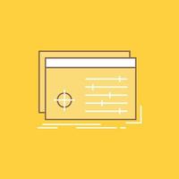 expediente. objeto. Procesando. ajustes. icono lleno de línea plana de software. hermoso botón de logotipo sobre fondo amarillo para ui y ux. sitio web o aplicación móvil vector